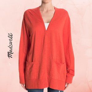 Madewell Open Front Pocketed Slub Cardigan